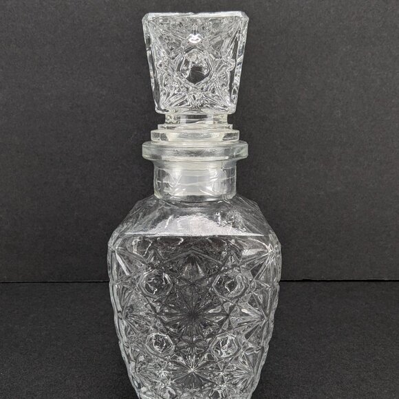 Vintage Miniature Clear Glass Decanter Barware 7" with Stopper Home Bar Decor - Picture 2 of 11